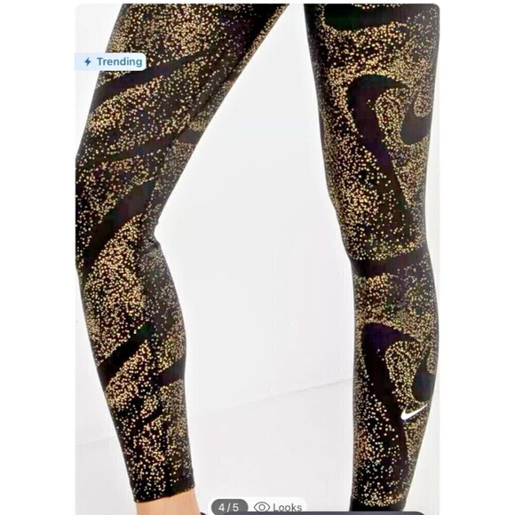 Nike Dri-Fit Womens Mid Rise Stretch Compression Leggings Large in Black Printed - Picture 4 of 9
